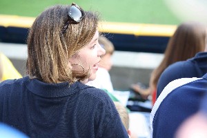 Julie Goetz, chapter member, attends the July membership event at an Atlanta Braves baseball game, which aimed to attract more Young AFCEANs.